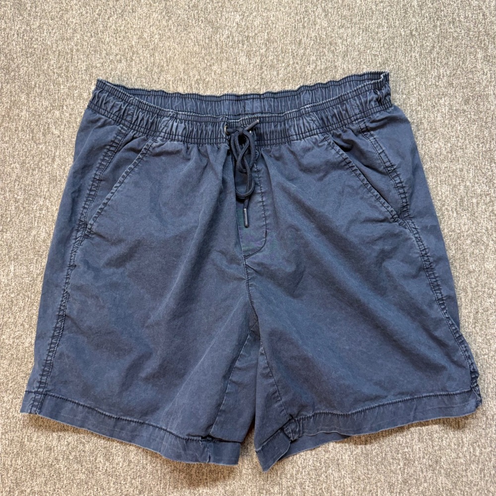 VRST Mens Canvas Shorts Navy Blue Elastic Waist Drawstring Casual Small RN104141